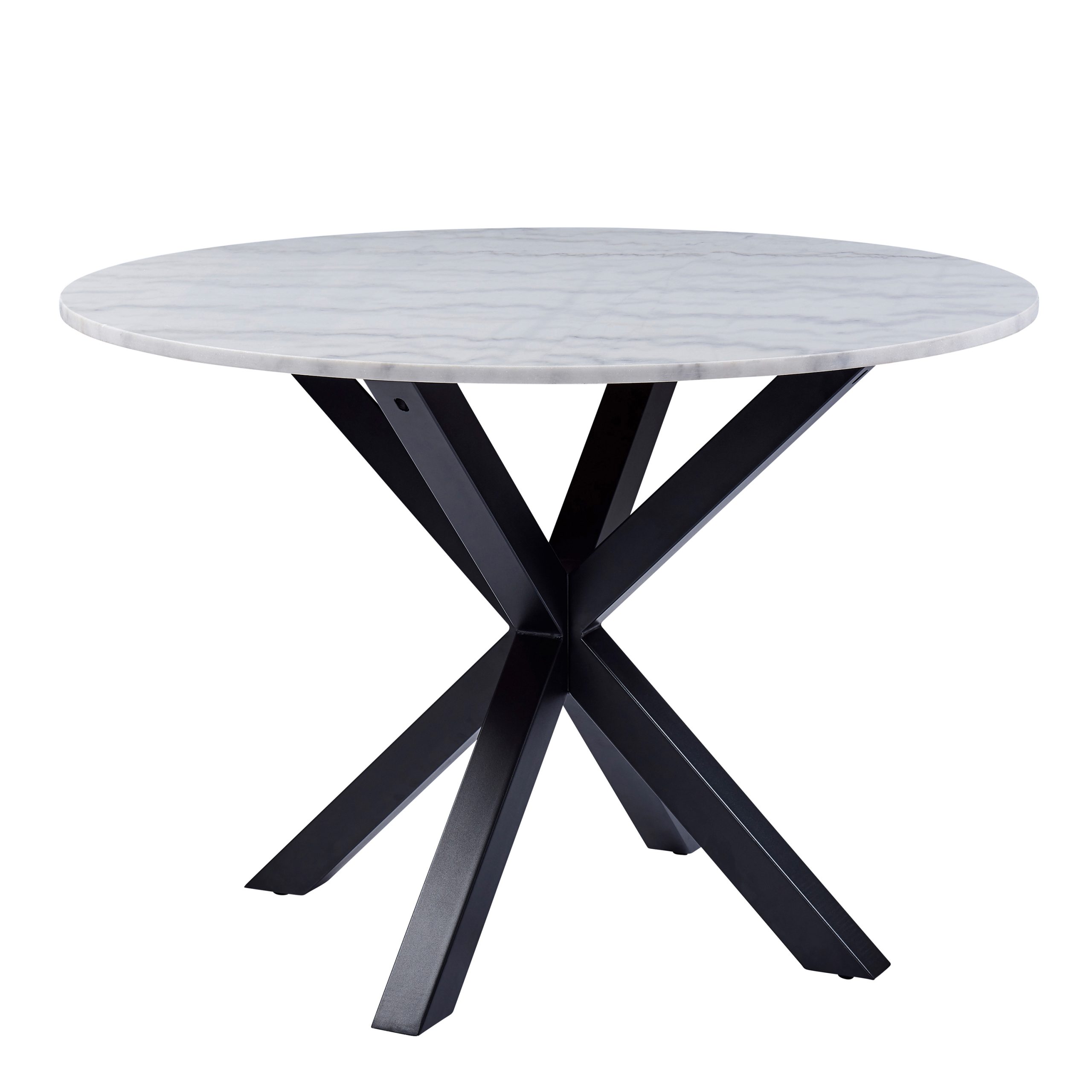 90AH000018857_1 Heaven Round Dining Table with White Polished Marble Top - Image 1