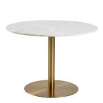 Corby Round Dining Table with White Polished Marble Top & Gold Base inc 4 Batilda Dining Chairs in Copper - Image 2