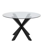 Heaven Round Dining Table with Clear Glass Top and Black Legs - Image 2