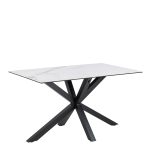 Heaven Dining Table with Ceramic White Top 135x80cm includes 4 Alonso Swivel Cream Dining Chairs with Armrest - Image 2
