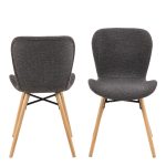 Batilda Dining Chairs with Grey Fabric and Oak Set of 2 - Image 2