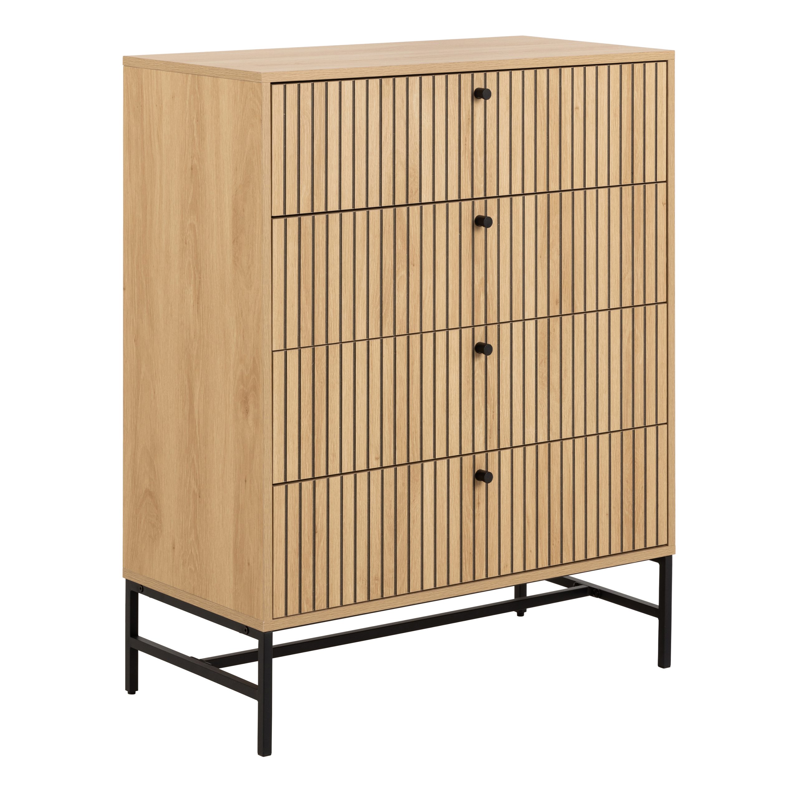 90AH000023619_1 Albany Chest of 4 Drawers in Oak/Black Legs - Image 1