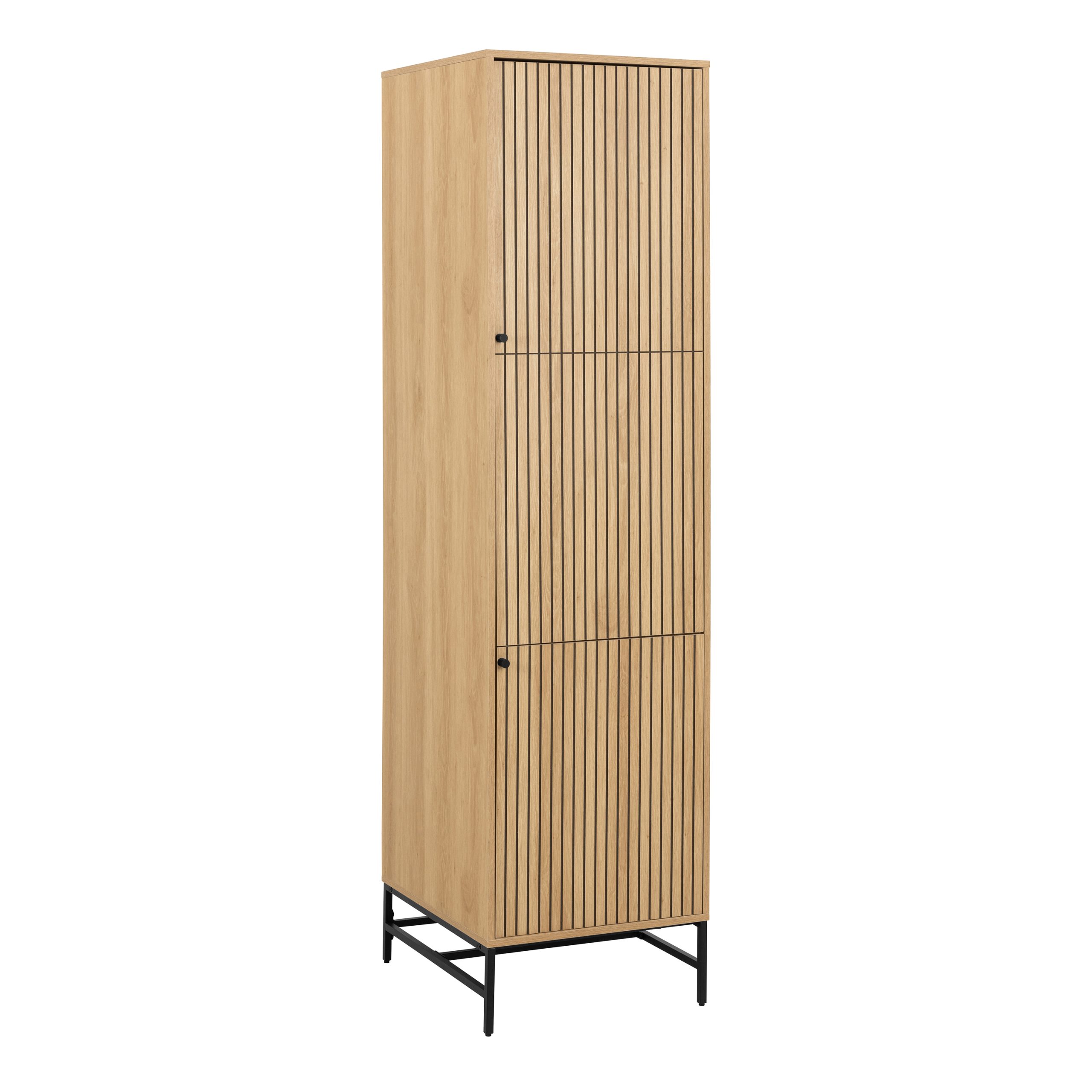 90AH000023724_1 Albany Wardrobe 2 Doors in Oak/Black Legs - Image 1