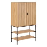 Jaipur Cabinet 2 Doors 3 Shelves With Oak Lamella Front - Image 3