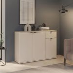 Ganymede Wide 3 Door Cupboard with Drawer in Sand
