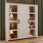 Bohol Large Display Cabinet inc. 4x LED Lights in Riviera Oak/White