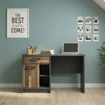 Brooklyn Desk with 1 Door and 1 Drawer in Walnut and Dark Matera Grey