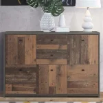 Best Chest Storage Cabinet with 2 Drawers and 5 Doors in Concrete Optic Dark Grey/Old - Wood Vintage