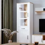Bohol Narrow Display Cabinet inc. 2x LED Lights in Riviera Oak/White