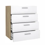 Pepe Package - Bedside 2 Drawers  Chest of 4 Drawers  Wardrobe with 2 Doors in Oak with White High Gloss - Image 4