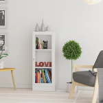 Basic Low Narrow Display Cabinet in White (2 Shelves) with Glass White Door