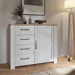 Bohol 1 Door 4 Drawer Chest in Riviera Oak/White