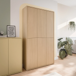 Alice Springs Tall Shoe Cabinet with 6 Doors Push-to-Open in Elegancia Oak