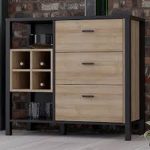 High Rock 3 Drawer Display Chest in Matt Black/Riviera Oak