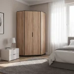 Fribo Corner Wardrobe 2 Door with Oak effect with Slate Grey F04
