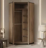 Fribo Corner Wardrobe 2 Door with Oak effect with Slate Grey F04 - Image 4