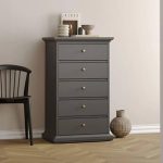 Paris Chest 5 Drawers in Matt Grey
