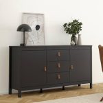 Barcelona Sideboard 2 Doors 3 Drawers in Matt Black