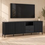 Lusaka TV Cabinet 3 Door 2 Drawer in Black Graphite