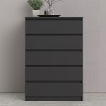Naia Chest of 5 Drawers in Black Matt