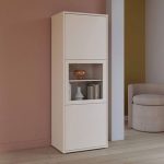 Alice Springs Narrow Display Cabinet with 3 Push-to-Open Doors in Sand