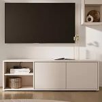 Alice Springs Wide TV Cabinet with 2 Doors Push-to-Open & 1 Open Shelf in Sand