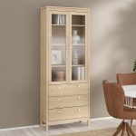 Madrid China Cabinet 2 Doors with Glass  3 Drawers in Jackson Hickory Oak