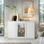Fribo 3 Door Sideboard (Glazed Centre) in White
