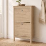 Madrid Shoe Cabinet 2 Flap Doors in Jackson Hickory Oak