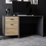High Rock Desk in Matt Black/Riviera Oak