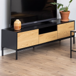 Seaford TV Unit 2 Doors 1 Drawer in Black & Oak