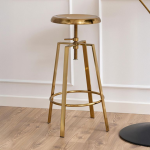 Goose Bar Stool Without Back in Gold Brushed Steel With Adjustable Height
