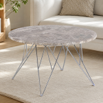Prunus Round Coffee Table with Grey-Brown Marble Top