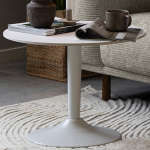 Malta Ceramic Round Coffee Table in White 60x45cm