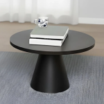 Soli Round Ceramic Coffee Table in Black 65.7x40cm