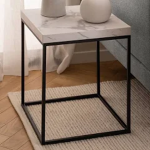 Barossa Coffee Table with White Marble Carrara Top & Black Base 40cm