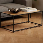 Seaford Black Metal Coffee Table with Oak Top