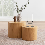 Mice Oval Coffee Table in Oak Set of 2