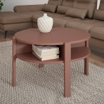 Tobago Round Coffee Table with Open Shelf in Terracotta