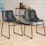 I_Oregon Dining Chair In Black with Cream Stitching, Set of 2.