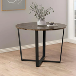 Amble Round Dining Table with Brown Marble Melamine Top & Black Legs