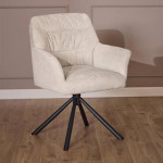 Alonso Swivel Cream Dining Chair with Armrest Set of 2