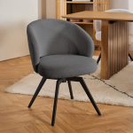 Darlene Dining Chair with Armrest and Swivel Function in Grey