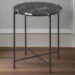 Avila Side Table with Black Polished Marble Stone 42x45cm
