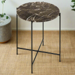 Avila Side Table with Brown Marble Top 42x45cm