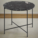 Avila Side Table with Black Polished Marble Stone 52x40cm