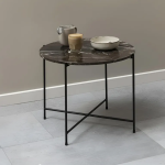 Avila Side Table with Brown Marble Top 52x40cm