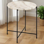 Avila Side Table with White Marble Top 42x45cm