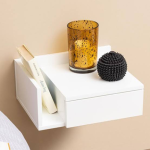 Ashlan 1 Drawer Wall Mounted Square Bedside Table in White