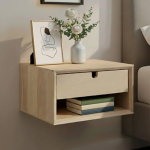 Century 1 Drawer Wall Mounted Bedside Table in Oak